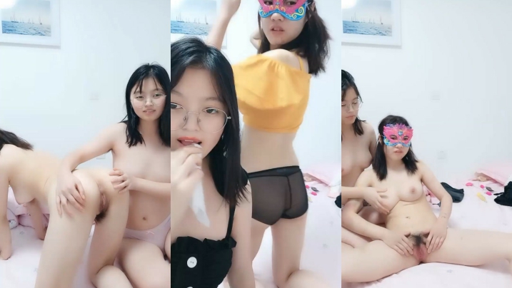 幸福老哥双飞童颜巨乳00后嫩妹长相清纯诱人粉穴，双女互摸掰穴震动棒摩擦口交后入抽插猛操1